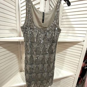 W118 by Walter Baker grey dress with silver jewels and sequins